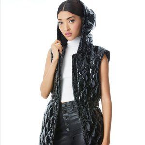 ALICE + OLIVIA Daniel Maxi Puffer Vest with Hood